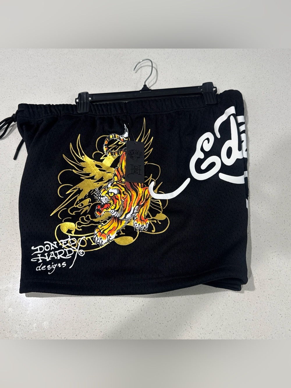 Ed Hardy Crawling Tiger mesh shorts